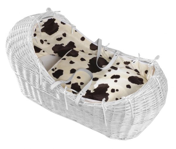 White Bassinet Izzypod Moses Basket Cow Print