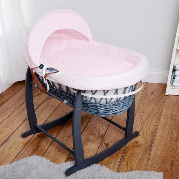 Grey wicker pink waffle
