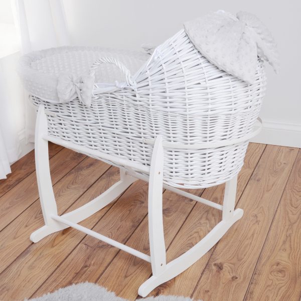 Luxury white moses basket silver dimples - Image 2